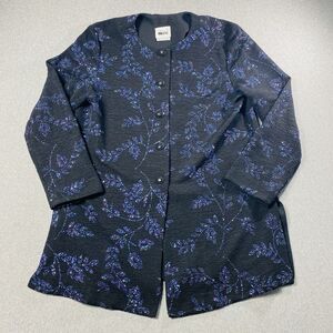 Leslie Fay  sparkle floral button-down jacket size 16